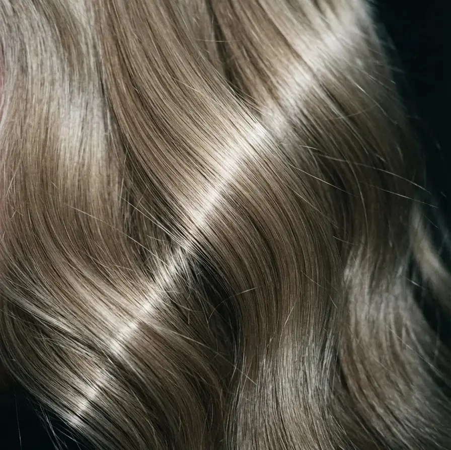 Close-up of soft hair waves from Dayrue's existing Satin sweep theme artwork.